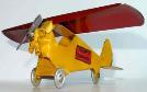 vintage buddy l airplane with airplane hanger painted green Keystone toy airplane, toy airplane pressed steel toy airplane