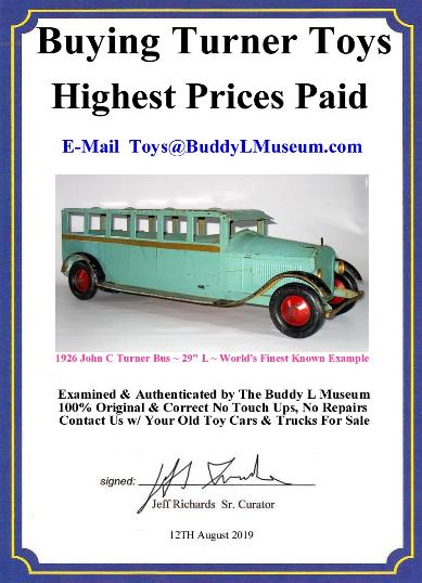 Vintage Turner Toy Bus Wanted. Paying Immediate Cash Buddy L Museum